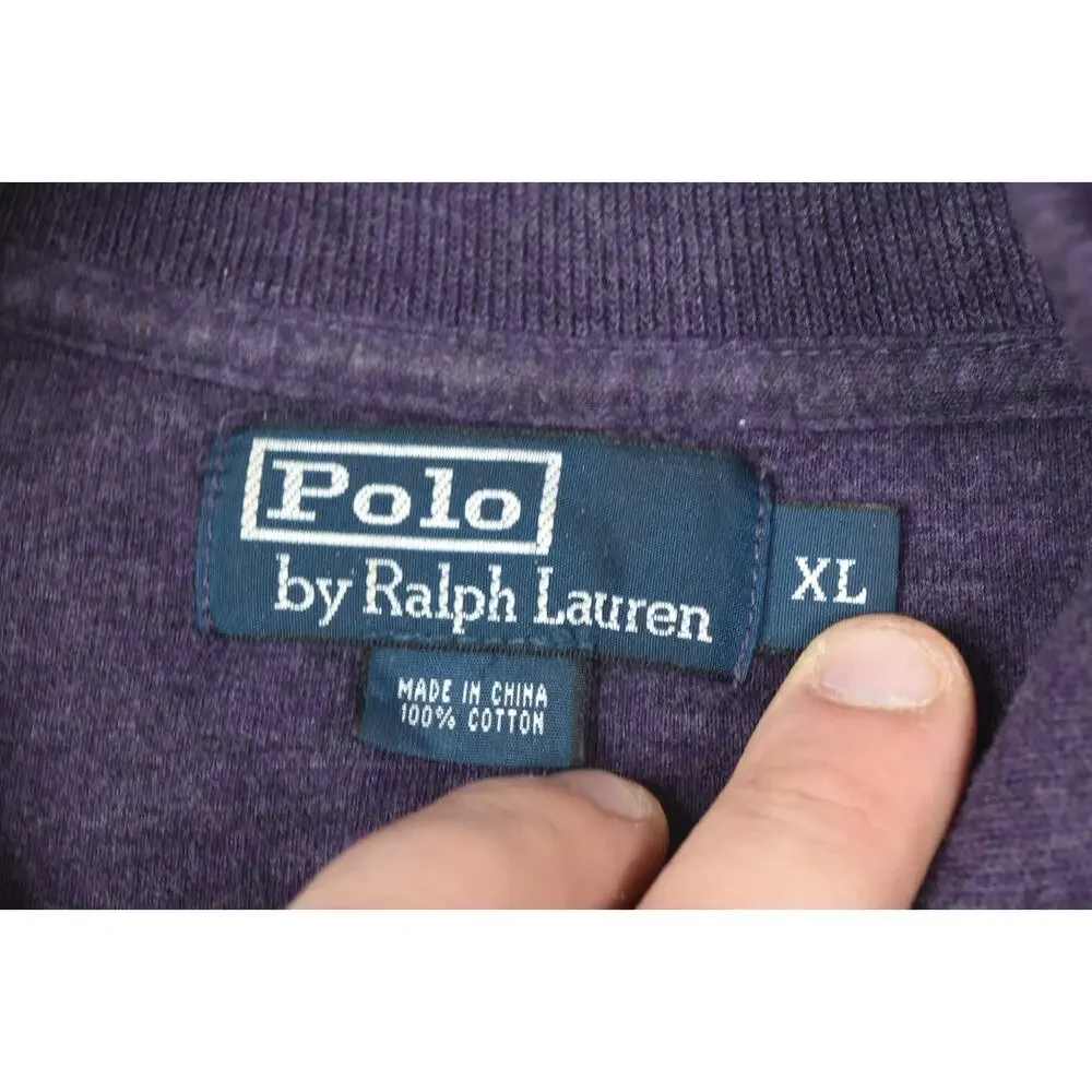Polo Ralph Lauren 1/4 Zip Pullover Sweater Mens XL Purple Long Sleeve Cotton